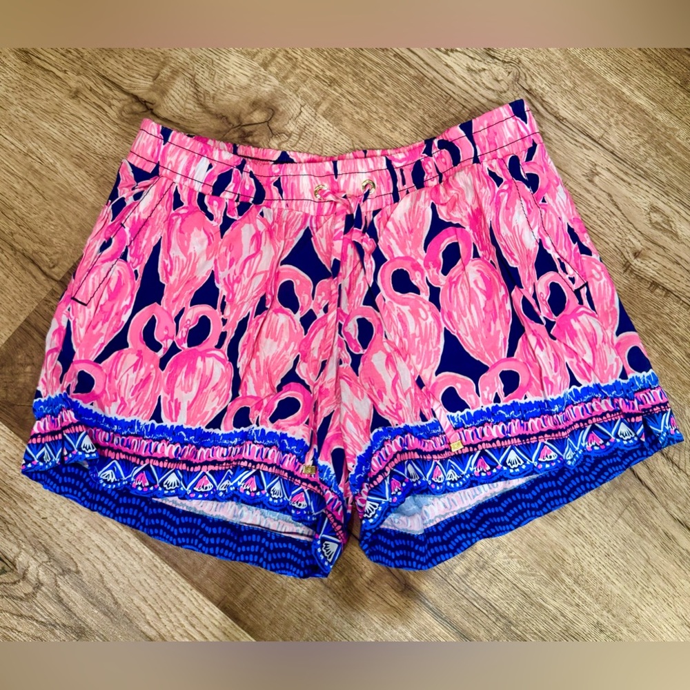 Lilly Pulitzer flamingo shorts.